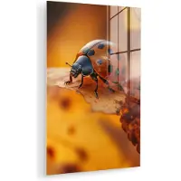 MuchoWow Glasschilderij 120x180 cm - Schilderij acrylglas - Lieveheersbeestje - Herfst - Insect - Rood - Bladeren - Foto op glas - Muurdecoratie woonkamer - Wanddecoratie slaapkamer - Schilderijen