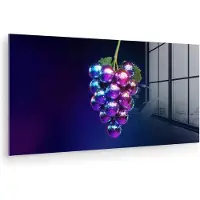 MuchoWow Glasschilderij 160x80 cm - Schilderij acrylglas - Paars - Disco - Feest - Druif - Foto op glas - Muurdecoratie woonkamer - Wanddecoratie slaapkamer - Schilderijen