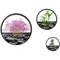EStore Wandplantenbakken, set van 3 stuks, stapelbaar, staal+acryl, zwart
