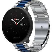 Strap-it Stalen schakel bandje - geschikt voor Polar Ignite / Ignite 2 / Ignite 3 / Unite / Pacer - zilver/blauw
