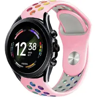 Strap-it Siliconen sport bandje - geschikt voor Fossil Gen 6 44mm / Gen 5 / Gen 5e 44mm - roze/kleurrijk