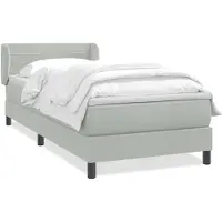 vidaXL Boxspring met matras fluweel lichtgrijs 80x220 cm
