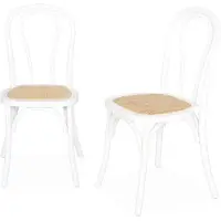 Sweeek Vintage rubberhouten en rotan stoelen (set van 2) Wit