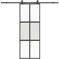 vidaXL Schuifdeur met beslag, zwart, 76x205 cm, veiligheidsglas