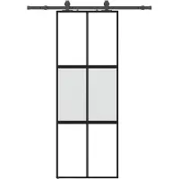 vidaXL Schuifdeur met beslag, zwart, 76x205 cm, veiligheidsglas