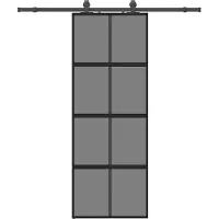 vidaXL Schuifdeur met beslagset 76x205 cm gehard glas zwart