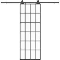 vidaXL Schuifdeur met beslagset 76x205 cm ESG glas zwart