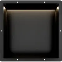 Guido Gusto Mat Zwart RVS Inbouwnis 30x30x10cm met tegelflens en RGB verlichting