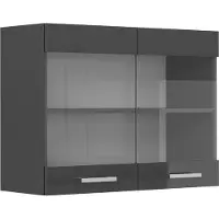 Vicco R-Line Glazen keukenkast – 80 cm Antraciet Hoogglans