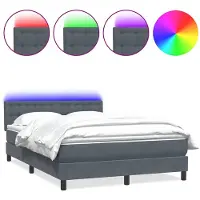vidaXL Boxspring met matras en LED fluweel donkergrijs 160x210 cm