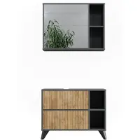 Vicco Badkamermeubelset Leano Antraciet/Goudkleurig Eiken 2-delig, Model 53266