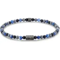 Frank 1967 Junior - 7FJB-0036-M - kralenarmband jongens - sodaliet, hematiet en zwart agaat - 4 mm - 16 cm