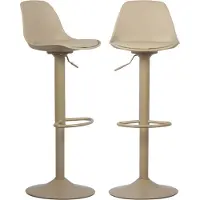 Sweeek Set van 2 verstelbare barkrukken 61,5/83,5cm, Noah, taupe kunstleer met metalen voetensteun