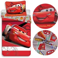 Jerry Fabrics Cars - Bliksem McQueen rood kinderbeddengoed, voor jongen, rits, katoen 140x200cm OEKO-TEX