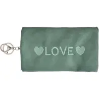 Clayre & Eef damesaccessoiretas, 19x11 cm, groen, synthetisch materiaal, met hartmotief