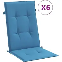 vidaXL Stoelkussens 6 st hoge rug 120x50x4 cm stof gemêleerd blauw