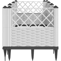 vidaXL Plantenbak met pinnen 123,5x43,5x43,5 cm polypropeen wit