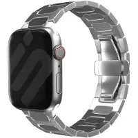 Strap-it Bullet titanium band - ultra licht smartwatch bandje - geschikt voor Apple Watch series 1/2/3/4/5/6/8/9/10/11/SE(2-3)/Ultra(2-3) - grote maten - 44mm / 45mm / 46mm / 49mm - zilver