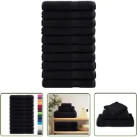 vidaXL Handdoeken - Gastendoekjes - Handdoeken SOLUND 10 st 600 g/m² 100x200 cm zwart - Keukenhanddoeken - Badelaken - Strandlaken