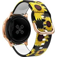 Strap-it Smartwatch bandje 20mm - siliconen bandje zonnebloem print geschikt voor Polar Ignite / Ignite 2 /Ignite 3 / Unite / Pacer - Huawei Watch GT 2 42mm / GT 3 42mm / GT 3 Pro 43mm