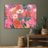 MuchoWow Aluminium schilderij 120x90 cm - Wanddecoratie metaal - Roze - Bloemen - Wit - Oranje - Metalen muurdecoratie woonkamer - Decoratie industrieel - Foto op dibond - Industriële accessoires slaapkamer