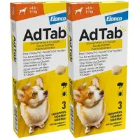 AdTab 2x Anti Vlo en Teek Kauwtabletten Hond >5,5-11 kg 3 tabletten