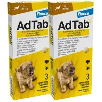 AdTab 2x Anti Vlo en Teek Kauwtabletten Hond 1,3-2,5 kg 3 tabletten