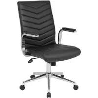 Sedero Design Bureaustoel Izola - Zwart - PU leder - 360° draaibaar - kantelbaar