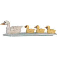 Clayre & Eef Decoratie Beeld Eend 26x6x7 cm Wit Geel Kunststof