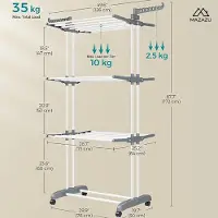Mazazu MIRA Home - Wasrek - Droogrek - Staand droogrek inklapbaar - Droogtoren met wieltjes - ‎50x76x172