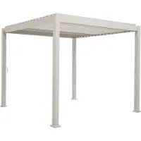 Mirador Deluxe terrasoverkapping - 300 x 300 cm - lichtgrijs - Luxe / Vrijstaande / Aluminium lamellen overkapping - Tuinprieel / Carport / Veranda / Pergola