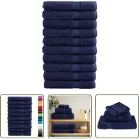 vidaXL Handdoek - Strandlaken - Handdoeken SOLUND 10 st 600 g/m² 100x200 cm marineblauw - Katoen Handdoek - Blauwe Handdoek - Badelaken