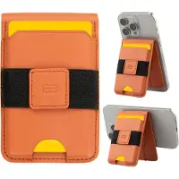 Garzini Premium Pasjeshouder van Echt Leer - Geschikt voor MagSafe Wallet - RFID Bescherming - Kaarthouder voor 7 Pasjes - Magnetische Kaarthouder - Oranje