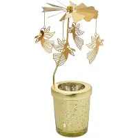 Clayre & Eef Waxinelichthouder Ø 8x17 cm Goudkleurig Glas Engelen