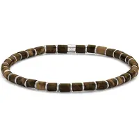 Frank 1967 Junior - 7FJB-0023-M - kralenarmband jongens - tijgeroog en staal 4*4 mm - 16 cm