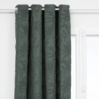 Atmosphera Willow Jacquard Gordijn 135x260cm - Gordijnen kant en klaar met haakjes ringen - Kakigroen