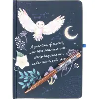 Something Different - Nacht Uil Dagboek met Sodaliet Pen - (hxbxd) ca. 21cm x 15,5cm x 1,4 - Witte Uil notitieboek