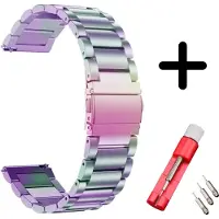 Strap-it bandje staal regenboog + toolkit - geschikt voor Fossil Gen 6 44mm / Gen 5e 44mm / Gen 5