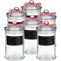Secret De Gourmet Kruidenpotje/voorraadpotje met krijtvlak - 6x - 350 ml - glas