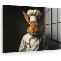 MuchoWow Glasschilderij 60x40 cm - Schilderij acrylglas - Konijn - Kok - Dier - Foto op glas - Muurdecoratie woonkamer - Wanddecoratie slaapkamer - Schilderijen