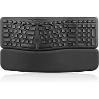 Perixx Periboard-636 Draadloos Ergonomisch Gesplitst Toetsenbord - 2.4Ghz - Golfvormig - Stille toetsen - Afneembare polssteun - QWERTY/US