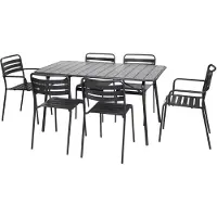 Sweeek - Opklapbare tuintafel en 6 stoelen waarvan 2 met armleuning metaal - amélia
