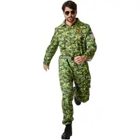 TecTake dressforfun - herenkostuum Air Force Pilot Camouflage - L - Verkleedkleding carnaval - Halloween - Verkleden - Feestkleding - Carnavalskleding - Feest - Partykleding