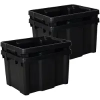 Eda Opbergbox/opbergkrat 30 L - 4x - zwart - kunststof - B34 x H26 - stapelbaar/nestbaar - opbergbak - opbergen