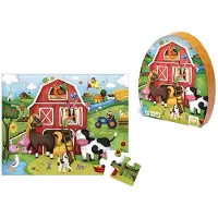 Eurekakids puzzel boerderij educatief karton speelgoed 24 stukjes.