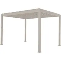 Mirador Deluxe terrasoverkapping - 300 x 400 cm - lichtgrijs - Luxe / Vrijstaande / Aluminium lamellen overkapping - Tuinprieel / Carport / Veranda / Pergola