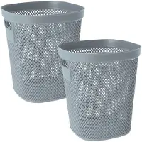 Storage solutions Afvalbak/vuilnisbak/kantoor prullenbak - 2x - kunststof met open structuur - lichtblauw - 12 liter - 26 x 30 cm