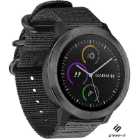 Strap-it Nylon gesp bandje - geschikt voor Garmin Vivoactive 4 45mm / Garmin Venu 2 - zwart