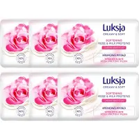 Luksja Roos en Melk Proteinen Handzeep Verzorgend - Antibacteriële Zeep Cremig en Zacht - Biodegradable Soap - 98 % Natuurlijke Zeep Blok - 6 x 90 g