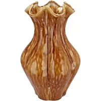 DK Design Bloemenvaas Inga Driss - bruin - 15 x 20 cm - unieke glazuurlook